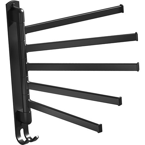 Schwenkbarer Handtuchhalter aus Edelstahl, wandmontiert, 5-armig, drehbar, ohne Bohren, für Zuhause (1/5)