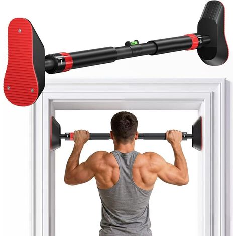Barre de Traction pour Porte sans vis, Jusqu'à 200 kg, Barre de Traction réglable de 74 à 97 cm, Avec tapis de protection murale, Pull Up Bar pour Fitness en Famille
