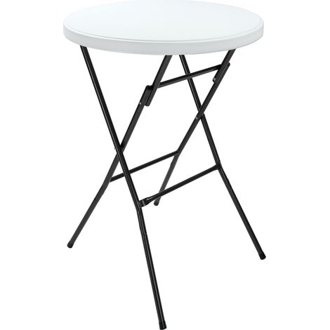 Casaria Mesa Alta de Bar Plegable Blanca (AlxØ)110x72 Plástico Mesa de Pie Redonda Jardín Fiestas Eventos (1/5)