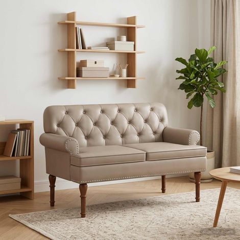 vidaXL Canapé love seat avec capitonnage en boutons Cappuccino (1/4)