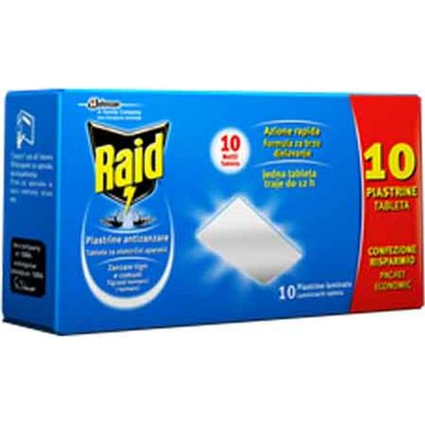RAID PLAQUETTES ANTI-MOUSTIQUES Paquet de 10 pièces