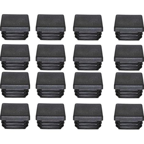 Bouchon Plastique 40x40mm Embout Tube Carre Noir Plastique Embout Bouchons D'obturation pour Pieds de Meuble Trampoline 16PCS