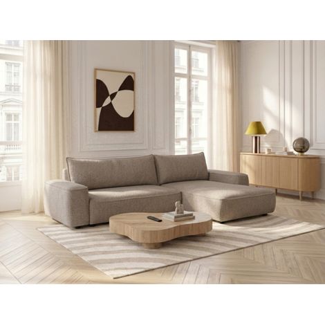 BOBOCHIC - Canapé d'angle réversible convertible HONORE tissu chenille Taupe (1/5)