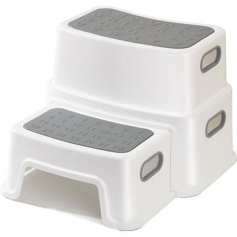 Marchepied enfant robuste 2 niveaux, antidérapant, sécurité anti-basculement, idéal salle de bain, toilette