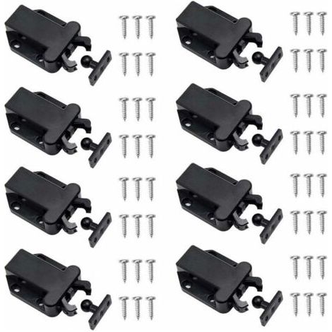 8 Pièces Loquets à Libération Tactile Loqueteau Pousse Lache Loquets de Porte Non Magnétiques pour Placard Meubles Porte Armoire Loquet Tactile, Noir