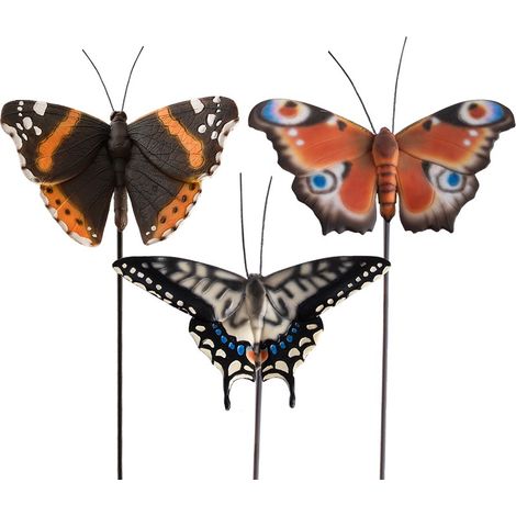 FARFALLA IN RESINA SU SUPPORTO ASSORTITA 76CM DECORAZIONE GIARDINO