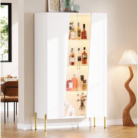 Vitrina LED blanca 72x40x145 cm de MDF y vidrio con estantes regulables – MEUBLIV (1/5)