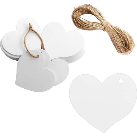 Herzförmige Geschenkanhänger – 100 Stück, weißes Kraftpapier für festliche Anlässe (1/5)