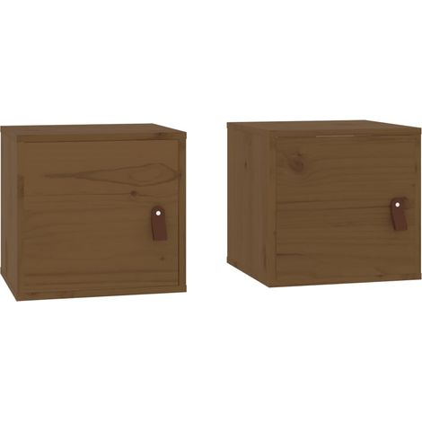 Lot de 2 Armoires murales Salon,Meuble bas de Rangement,Meuble TV Marron miel 31,5x30x30 cm Bois pin massif -91573 (1/5)