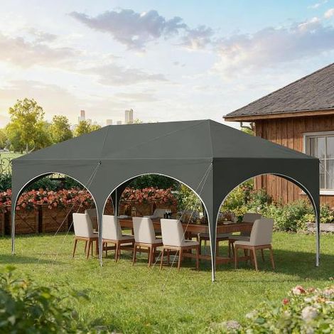 Gazebo 3x6m avec 6 parois latérales, tente de réception, déperlante, protection UV (1/4)