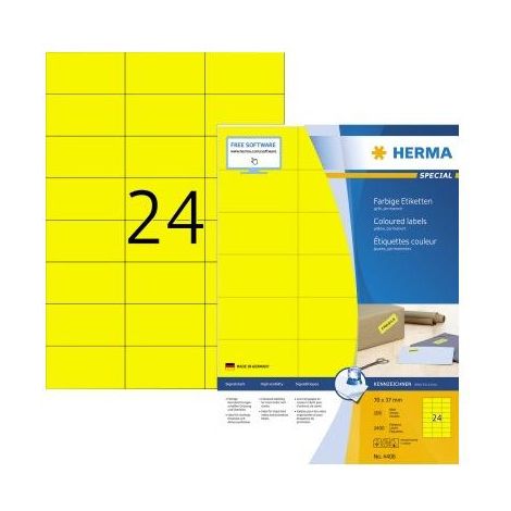 HERMA Etiketten A4 gelb 70x37 mm Papier matt 2400 St. (4406) (1/5)