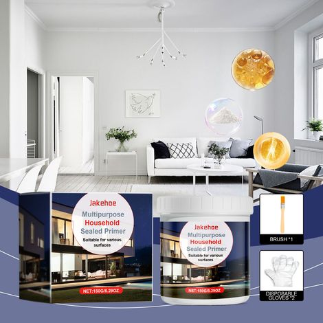 Apprêt d'étanchéité multi-usages pour murs et sols, dépoussiérage et protection, peinture pour sols intérieurs et extérieurs – 150 g + pinceau + 2 gants -- BIEMMEDUE (1/5)