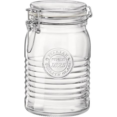 Bormioli Rocco Officina1825 540637MTV121990 Barattolo con Coperchio Basculante, Set da 6, Vetro, Transparent, 33.75 Ounce, 33.75 FluidOunces, Trasparente