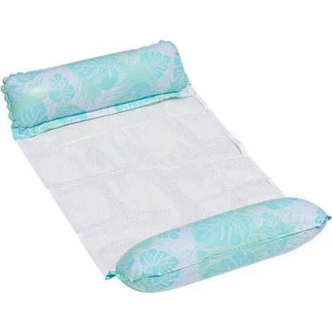 Matelas gonflable 4-en-1 pour piscine, hamac aquatique et chaise longue pour adultes, taille XL 127 x 70 cm, PVC renforcé, flotteur confortable pour vacances et plage, cyan (1/5)