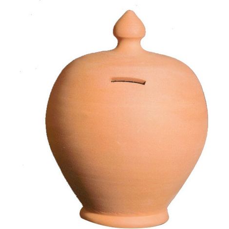 Hucha de terracota redonda de 18 cm de diámetro y 25 cm de altura, Coli'