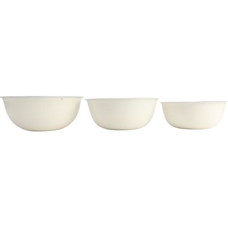 Ensemble de 3 bols mélangeurs en acier inoxydable 304, blanc crème, pour la cuisine, avec graduation. (1/5)