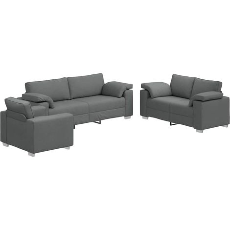Sofa 3 pcs Dark Grey Fabric vidaXL (1/5)