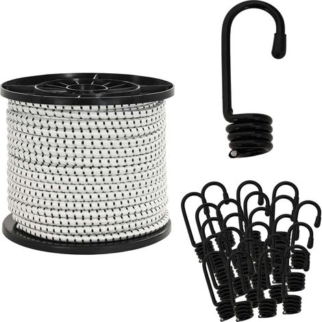 Cords élastiques avec crochets 10 mm 50 m Noir et Blanc vidaXL