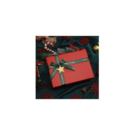1 Boîte cadeau de Noël avec couvercles, rubans dorés, rouge et vert, boîtes de 4 tailles pour offrir pendant les fêtes, pour des surprises, des friandises et pour la décoration d'hôtesse, 20188cm (1/4)