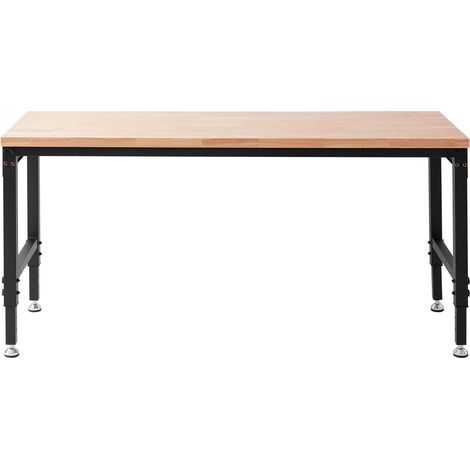 Bureau de travail réglable en hauteur, plateau en bois 72"x25", de 28" à 40", charge max 3000 lbs, avec prises électriques, pour bureau, maison ou garage. (1/5)
