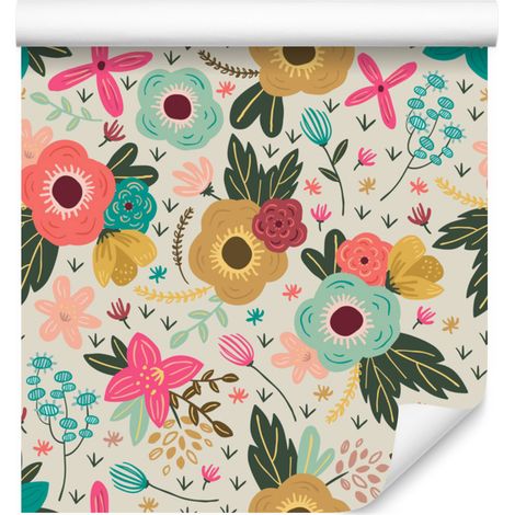 Papier peint fleuri coloré pour salon et chambre 50x1000 cm (1/5)