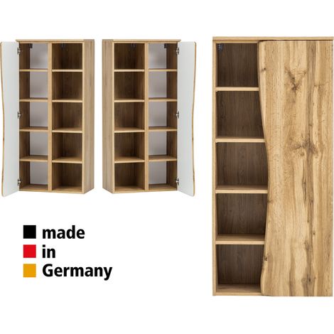 Badezimmerschrank mit Regal 60 cm KAHLA-03 in Wotan Eiche Nb., B/H/T: ca. 60/130/35 cm (1/5)