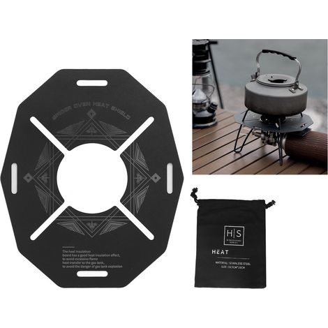 Panneau isolant thermique extérieur Shine Trip en acier inoxydable pour réchaud de camping, protection thermique anti-brûlures et antidérapante, disque de cuisson creux (1/5)