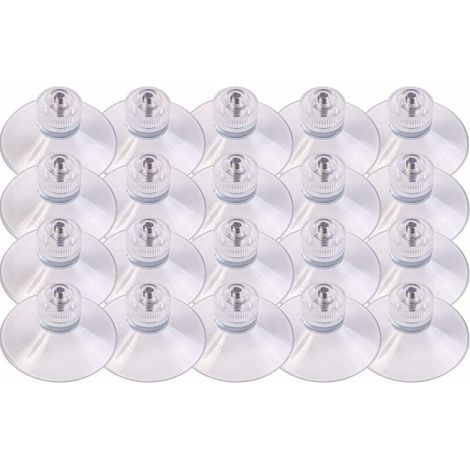 20 x ventouses Ø 30 mm avec Filetage M4x10mm avec écrous moletés Transparent (1/4)