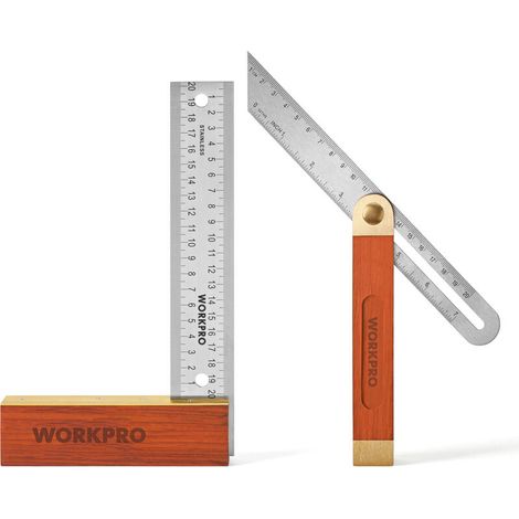 – Équerre 200 mm et fausse équerre 230 mm – Lame en acier inoxydable – Manche en bois rouge – Angle réglable 0-360° – Précision ±0,3° (1/5)