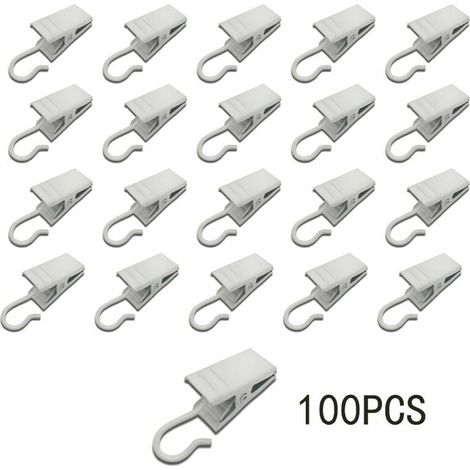 100 piezas de clips metálicos para cortinas, ganchos para colgar, accesorios de iluminación, artículos de decoración para fiestas (blancos) (1/4)