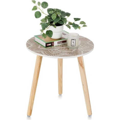Table D'appoint Basse en Bois Ronde Table de Chevet Salon Gigogne Blanc Petite Scandinave Moderne Decoration Tables Bout de Canapé Chambre Assemblage Facile (1/5)