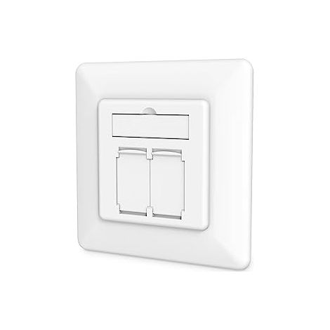 DIGITUS PRISE RÉSEAU CAT 6A CLASS EA, BLINDÉE 2X RJ45, LSA, BLANC PUR, MONTAGE ENCASTRÉ, 8 DIRECTIONS DN-9010/8-2
