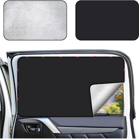 Pare Soleil Voiture Bébé 2 Pièces - Rideau Voiture Occultant Magnétique pour Vitres Latérales Arrière - Protection UV et Intimité, Argent (1/5)
