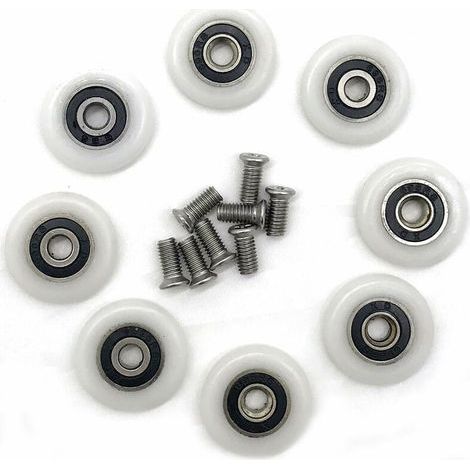 8 roues de rechange pour porte de douche de 23 mm de diamètre (1/4)