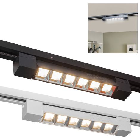 Faretto faro barra led 12W nero per binario monofase orientabile proiettore Bianco freddo (1/5)