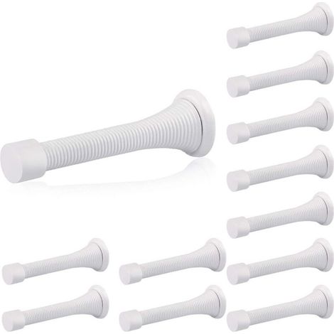 12x Butées (Blanc) de Porte à Ressort 85mm en Acier Inoxydable Arrêt de Porte avec Embouts Caoutchouc (1/5)