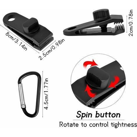 30 Stück schwarze Planenclips, robuste, wiederverwendbare Planenklemmen, Zeltclips, Poolclips, elastische Planen, Anhängerplanen, Campingzubehör, Wohnwagenplanen, Sonnensegel für den Garten (1/4)