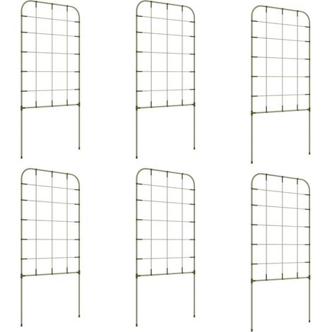 Ensemble de treillis, 6 treillis métalliques pour plantes grimpantes, acier, 40 x 90 cm, vert