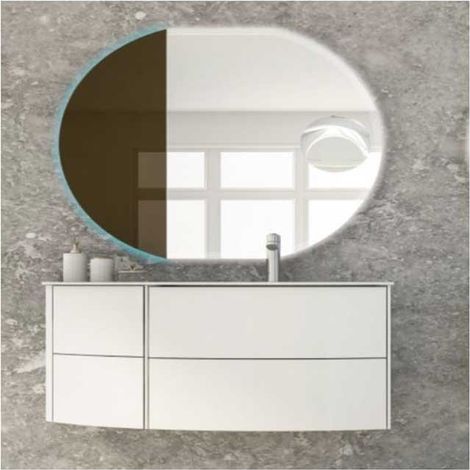 Mobile Bagno Soho90 cm SospesoBianco Opaco Base 2 cassetti e 2 ante - Lavabo in Resina (1/5)