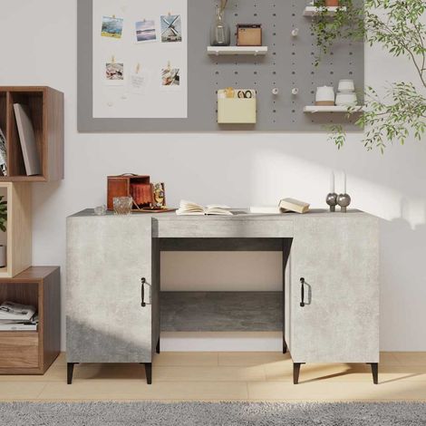 vidaXL Bureau Gris béton 140x50x75 cm Bois d'ingénierie (1/4)