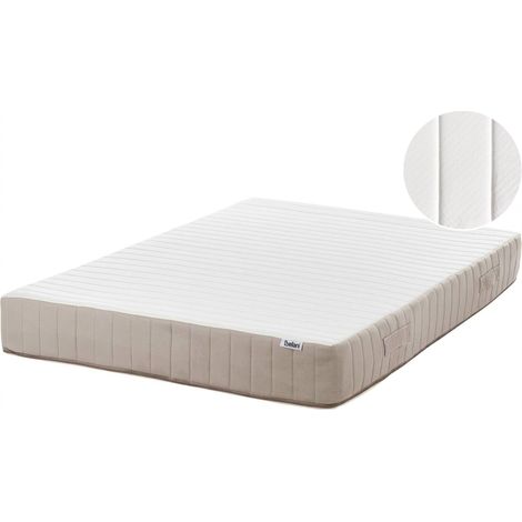 Beliani Latex Pocket Spring Mattress White Springs Fabric, H2/3 Medium Firmness, Filling Pocket Springs, Does Not Require Assembly, Holds up to 300 kg, 120 x 200 x 20 cm LATEX HYBRID 7 PLUS
