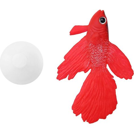 Aquarium Décoration Drle Artificielle Silicone Petit Poisson Fish Tank Ornement Rouge Betta Poisson (1/5)