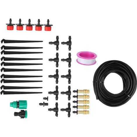 Kit d'irrigation goutte à goutte automatique de 10 m avec buses de brumisation pour jardin et serre (1/5)