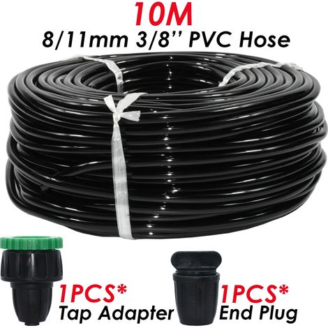 Tuyau d'arrosage en PVC 3/8'' (SPL01-KIT13-10M-3/8'') avec raccord rapide 1/2'' et 3/4'' pour pots de fleurs (1/5)