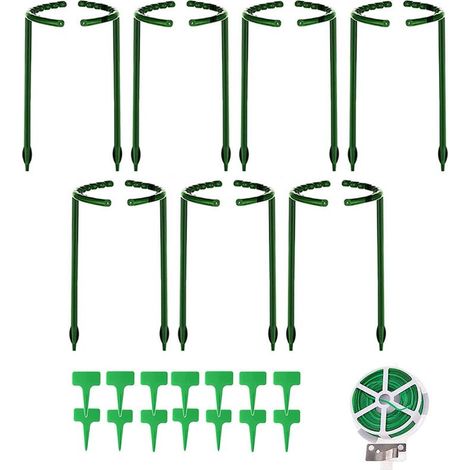 Ensemble de 14 tuteurs pour plantes de jardin, tuteurs demi-ronds pour plantes de jardin, tuteurs pour fleurs, tuteurs pour plantes en pot