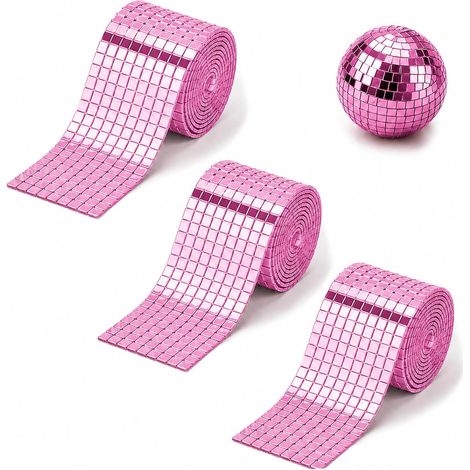 Carreaux Mosaïque Miroir - 4800 Pièces - Verre Rose 5x5mm - Autocollant Sans Résidu - Décoration DIY Fête Disco (1/5)