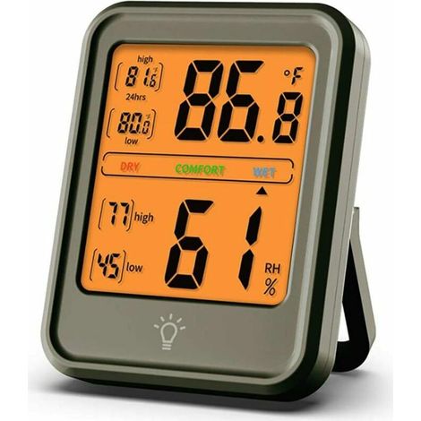 Digitales Hygrometer – professionelles Innenthermometer, Luftfeuchtigkeitsmesser mit Luftfeuchtigkeits- und Temperaturüberwachung für Zuhause, Garage, 1 Stück, grau (1/5)