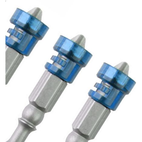 Jeu de 5 embouts tournevis cruciformes S2 acier allié magnétique à queue hexagonale, outillage professionnel bleu (1/5)
