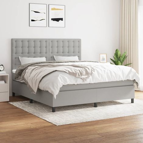 Boxspringbett mit Matratze Hellgrau 160x200 cm Stoff (1/5)
