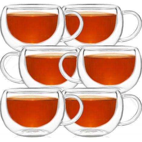 6x THERMOGLAS MIT HENKEL 300ml FÜR KAFFEE LATTE TEE Tasse SET (1/5)